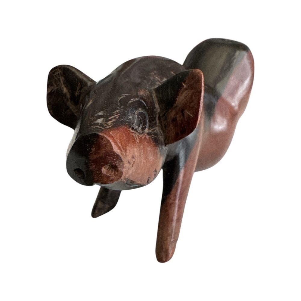 Vintage African Hand Carved Ebony Wood Fat Belly Pig